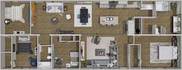 The MOROCCO Floor Plan. This Manufactured Mobile Home features 4 bedrooms and 2 baths.