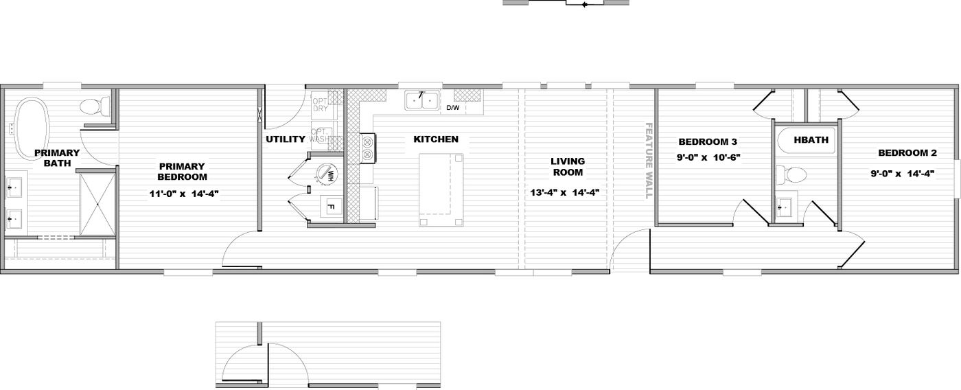 The LEXI Floor Plan. This Manufactured Mobile Home features 3 bedrooms and 2 baths.