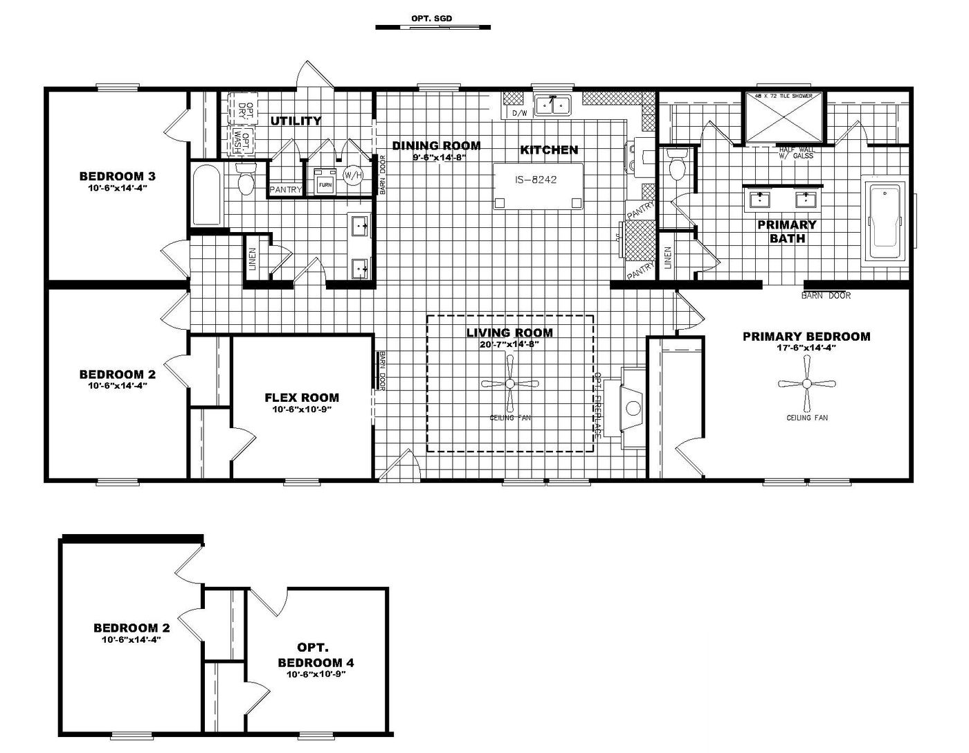 The THE VERSACE Floor Plan. This Manufactured Mobile Home features 3 bedrooms and 2 baths.