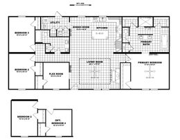The THE VERSACE Floor Plan. This Manufactured Mobile Home features 3 bedrooms and 2 baths.