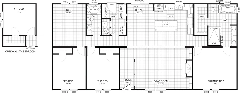 The THE LLOYD II Floor Plan. This Manufactured Mobile Home features 3 bedrooms and 2 baths.