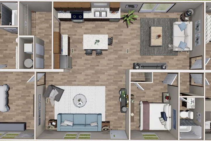 The MARVEL 4 Floor Plan. This Manufactured Mobile Home features 4 bedrooms and 2 baths.