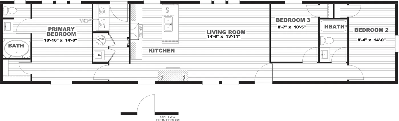 The MAGELLAN Floor Plan. This Manufactured Mobile Home features 3 bedrooms and 2 baths.