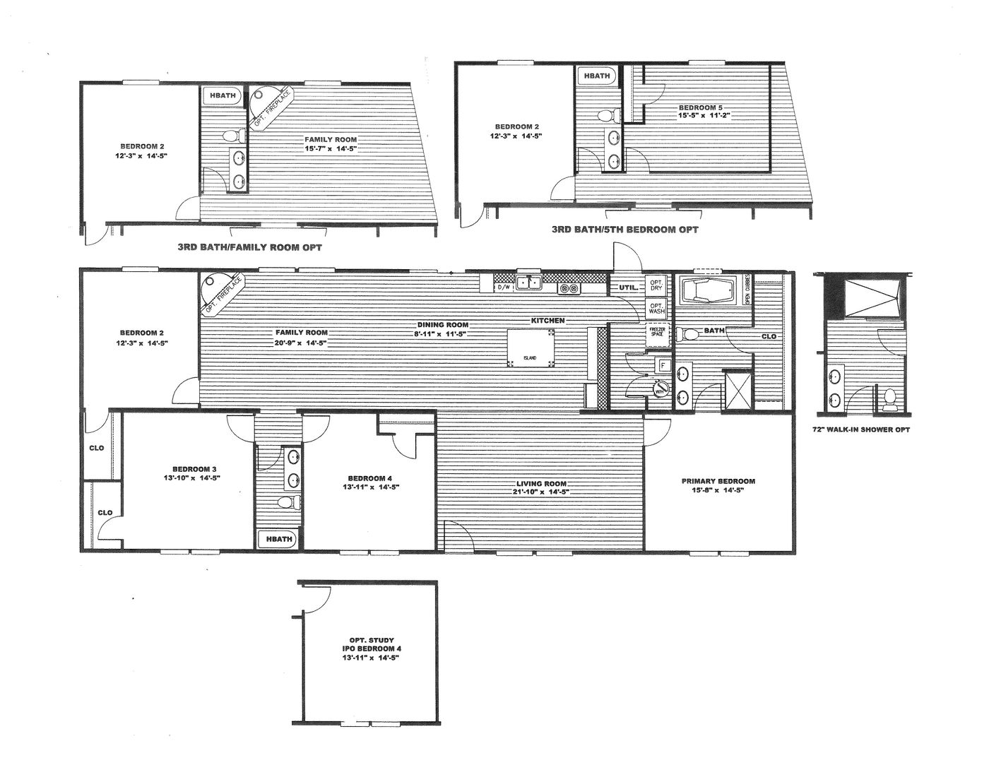 The ULTRA PRO BIG BOY 4 BR 32X76 Floor Plan. This Manufactured Mobile Home features 4 bedrooms and 2 baths.