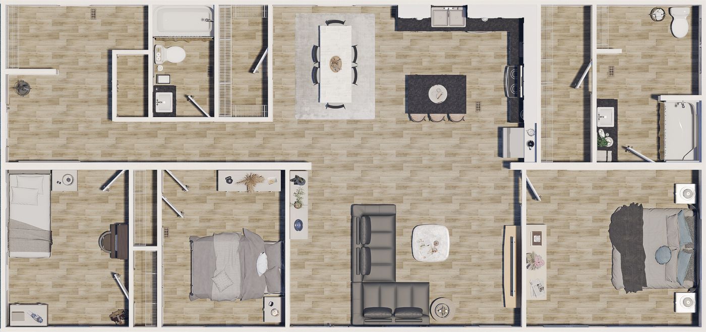 The ELEMENT Floor Plan. This Manufactured Mobile Home features 3 bedrooms and 2 baths.