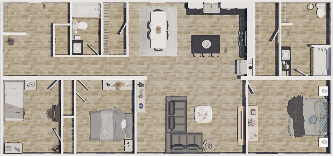 The ELEMENT Floor Plan. This Manufactured Mobile Home features 3 bedrooms and 2 baths.