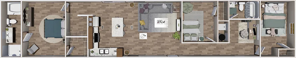 The SPLENDOR Floor Plan. This Manufactured Mobile Home features 3 bedrooms and 2 baths.
