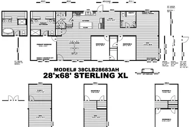 The STERLING XL ANNIVERSARY Floor Plan. This Manufactured Mobile Home features 3 bedrooms and 2 baths.