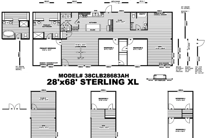 The STERLING XL ANNIVERSARY Floor Plan. This Manufactured Mobile Home features 3 bedrooms and 2 baths.