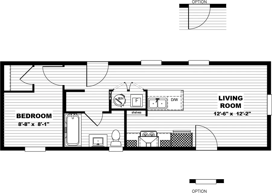 The IMAGINE Floor Plan. This Manufactured Mobile Home features 1 bedroom and 1 bath.