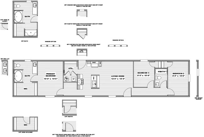 The DYNAMIC Floor Plan. This Manufactured Mobile Home features 3 bedrooms and 2 baths.