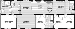 The BOUJEE XL Floor Plan. This Manufactured Mobile Home features 4 bedrooms and 3 baths.