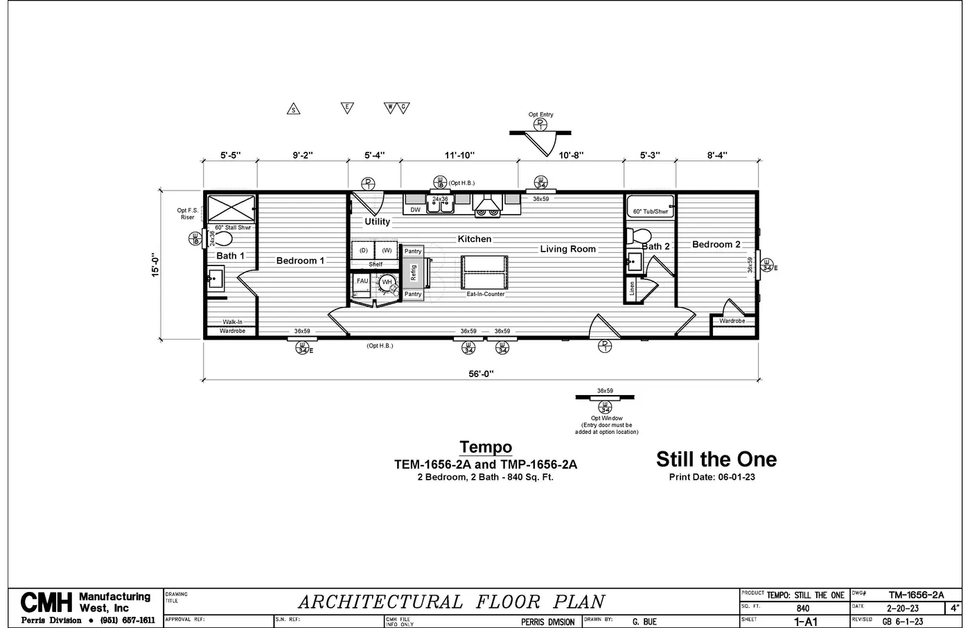 The STILL THE ONE Floor Plan. This Manufactured Mobile Home features 2 bedrooms and 2 baths.
