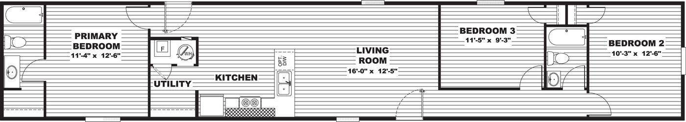The MAGNOLIA Floor Plan. This Manufactured Mobile Home features 3 bedrooms and 2 baths.