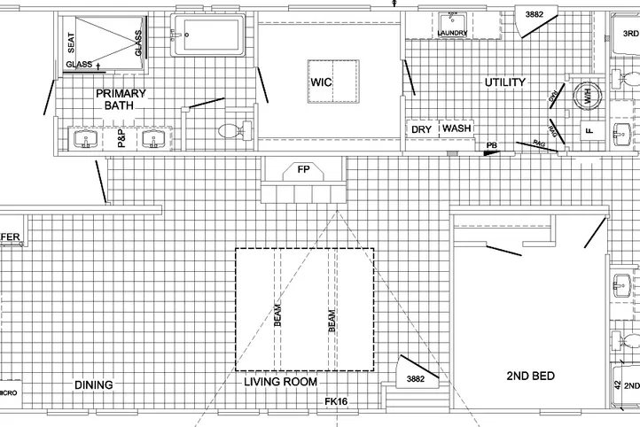 The HUXTON II Floor Plan. This Manufactured Mobile Home features 4 bedrooms and 3 baths.
