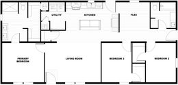The CMH TEM2856-3A LET IT BE Floor Plan. This Manufactured Mobile Home features 3 bedrooms and 2 baths.