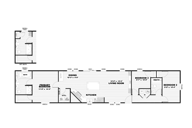 The RESOLUTION 16763J Floor Plan. This Manufactured Mobile Home features 3 bedrooms and 2 baths.