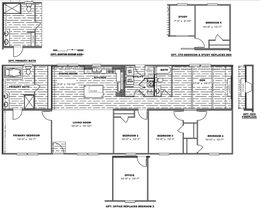 The TRADITION 2868B Floor Plan. This Manufactured Mobile Home features 4 bedrooms and 2 baths.