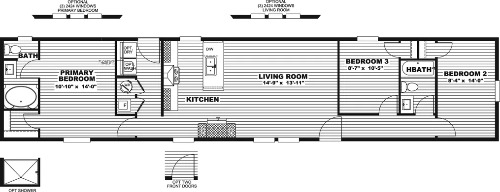 The MAGELLAN Floor Plan. This Manufactured Mobile Home features 3 bedrooms and 2 baths.