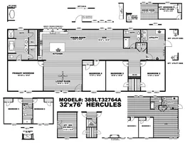 The HERCULES Floor Plan. This Manufactured Mobile Home features 4 bedrooms and 2 baths.