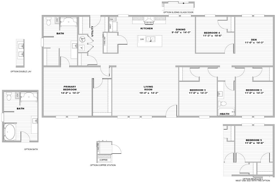 The EMPOWER Floor Plan. This Manufactured Mobile Home features 4 bedrooms and 2 baths.