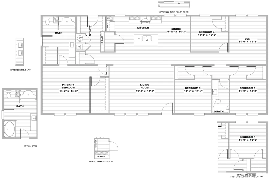 The EMPOWER Floor Plan. This Manufactured Mobile Home features 4 bedrooms and 2 baths.