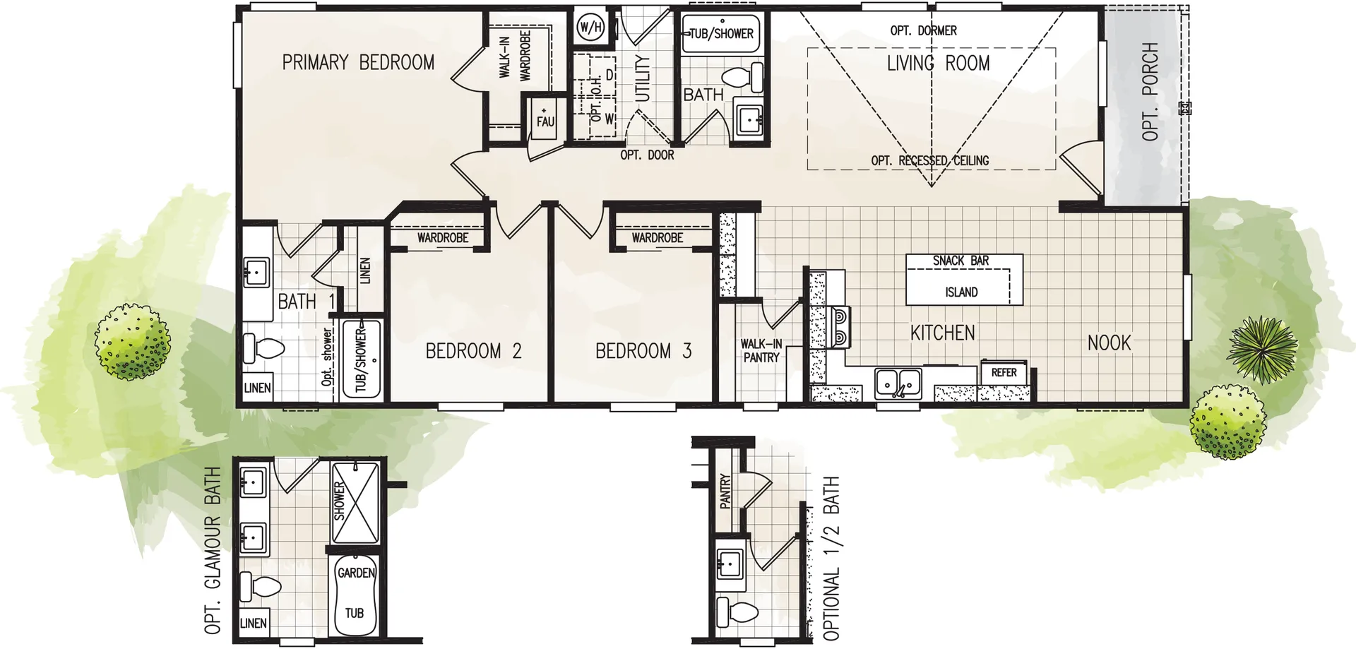 3 Bed, 2 Bath IN A Family Community Flooplan