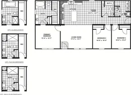 The TUCSON Floor Plan. This Manufactured Mobile Home features 3 bedrooms and 2 baths.