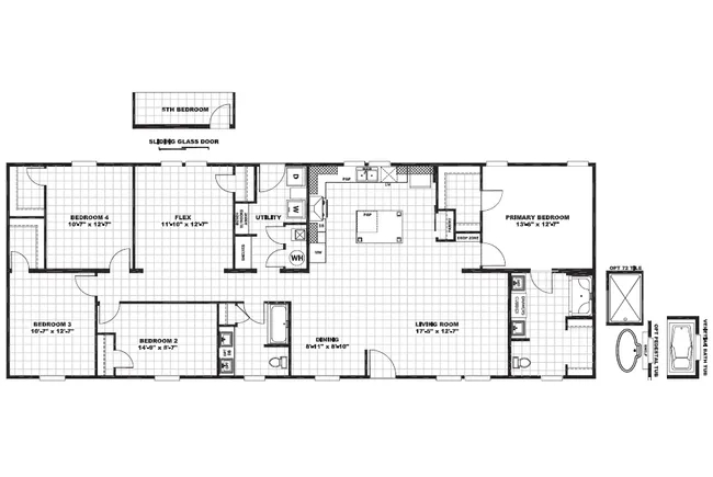 The FARM HOUSE 72 Floor Plan. This Manufactured Mobile Home features 4 bedrooms and 2 baths.