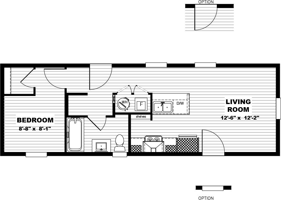 The IMAGINE Floor Plan. This Manufactured Mobile Home features 1 bedroom and 1 bath.