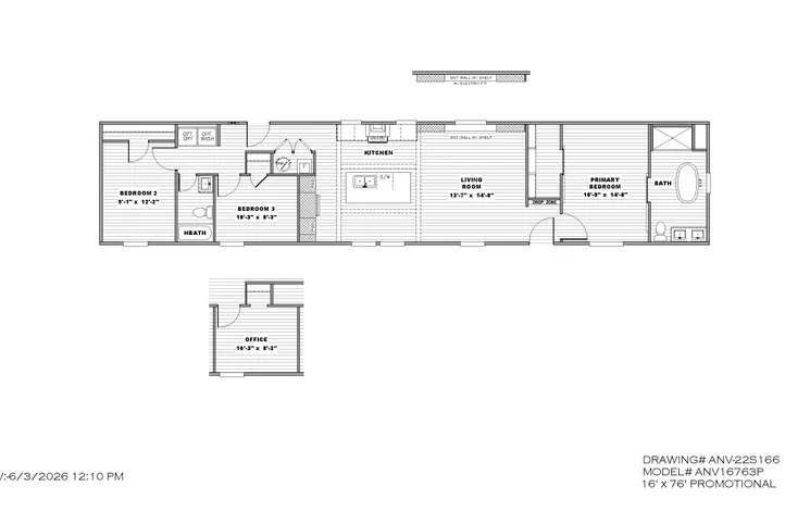 The PLATINUM ANNIVERSARY Floor Plan. This Manufactured Mobile Home features 3 bedrooms and 2 baths.