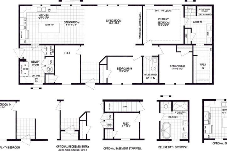 The TOMPKINS BLVD/6428-MS029-1 SEC Floor Plan. This Manufactured Mobile Home features 3 bedrooms and 2 baths.