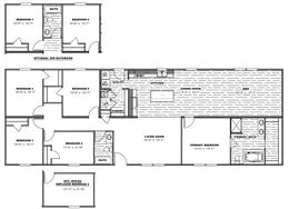 The THE EAGLE 76 Floor Plan. This Manufactured Mobile Home features 5 bedrooms and 2 baths.