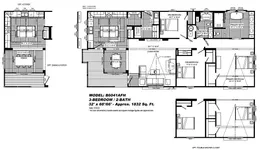 The THE LULAMAE Floor Plan. This Manufactured Mobile Home features 3 bedrooms and 2 baths.
