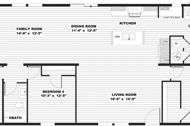 The MOROCCO Floor Plan. This Manufactured Mobile Home features 4 bedrooms and 2 baths.
