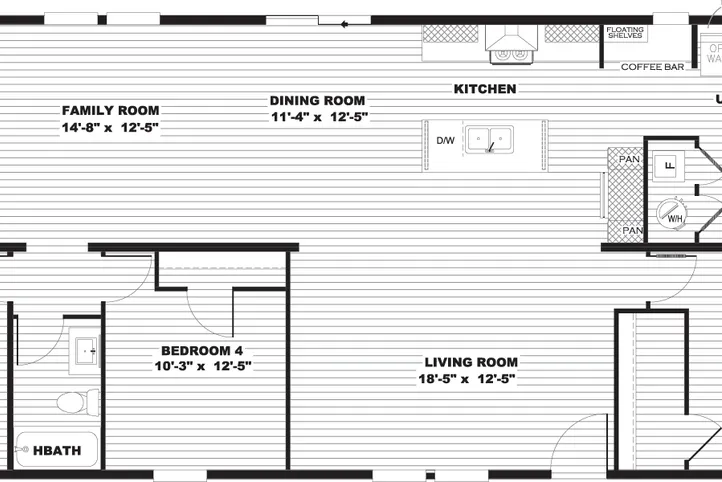 The MOROCCO Floor Plan. This Manufactured Mobile Home features 4 bedrooms and 2 baths.