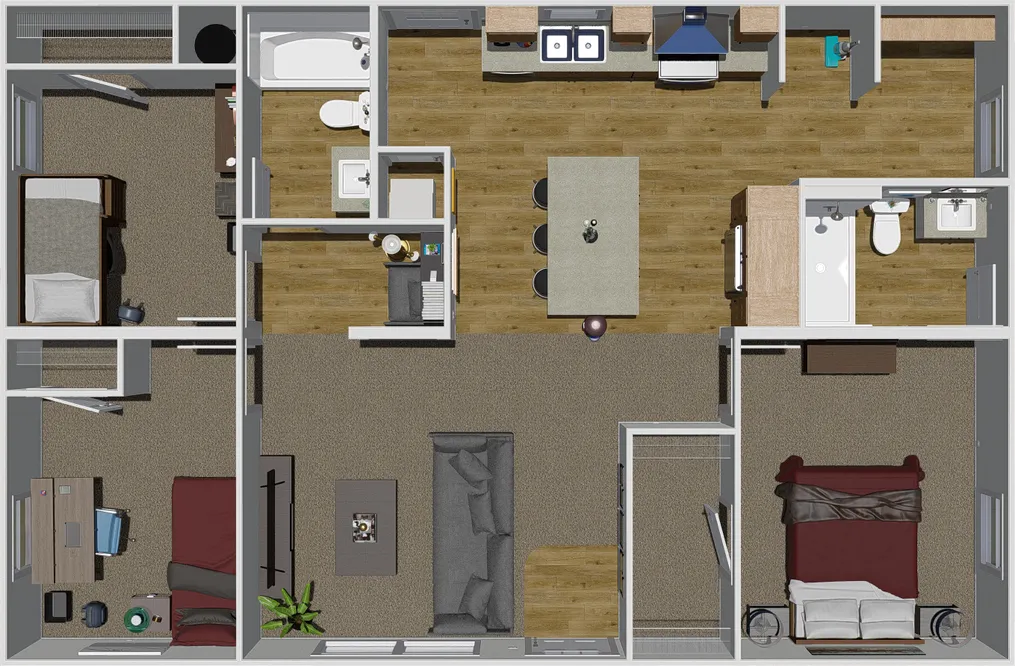 The CMH TEM2840-3A SWEET DREAMS Floor Plan. This Manufactured Mobile Home features 3 bedrooms and 2 baths.