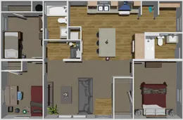 The CMH TEM2840-3A SWEET DREAMS Floor Plan. This Manufactured Mobile Home features 3 bedrooms and 2 baths.