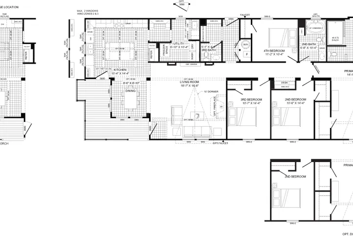 The THE LULABELLE Floor Plan. This Manufactured Mobile Home features 4 bedrooms and 3 baths.