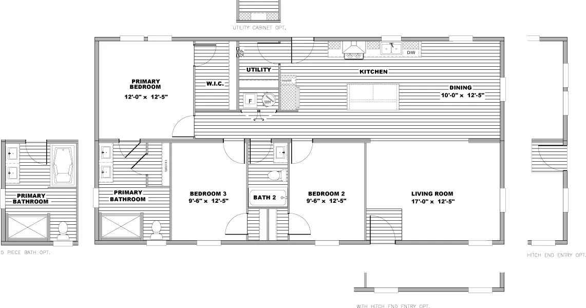 The BALLAD Floor Plan. This Manufactured Mobile Home features 3 bedrooms and 2 baths.