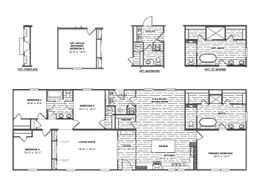 The THE RESERVE 76 Floor Plan. This Manufactured Mobile Home features 4 bedrooms and 2 baths.
