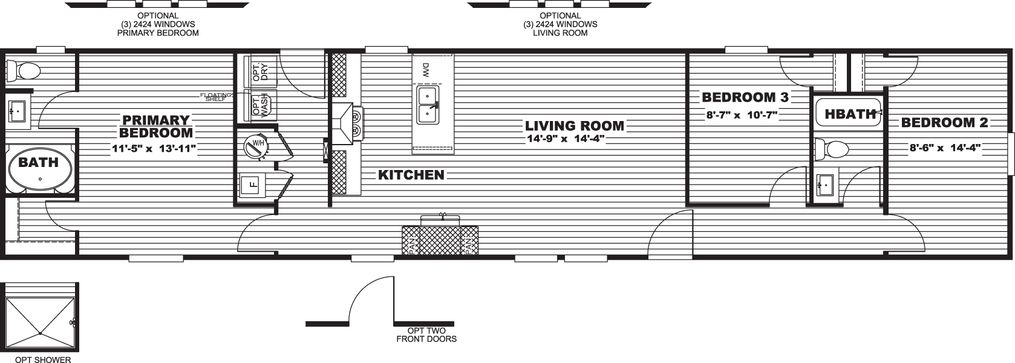 The MAGELLAN Floor Plan. This Manufactured Mobile Home features 3 bedrooms and 2 baths.