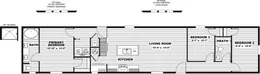 The ZION Floor Plan. This Manufactured Mobile Home features 3 bedrooms and 2 baths.