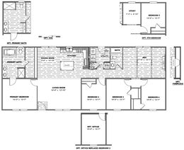 The TRADITION 2868B Floor Plan. This Manufactured Mobile Home features 4 bedrooms and 2 baths.