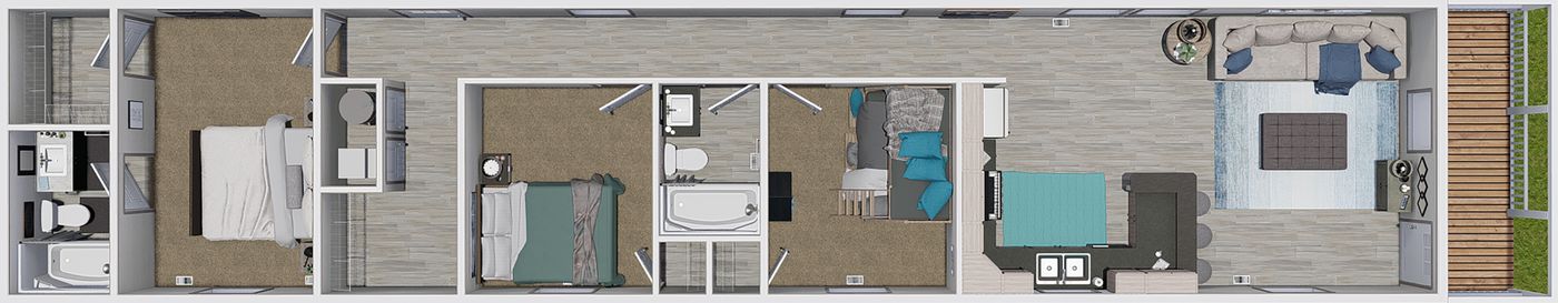 The 7616-4773P THE PULSE Floor Plan. This Manufactured Mobile Home features 3 bedrooms and 2 baths.