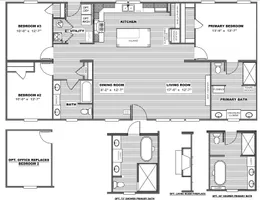 The ISLAND BREEZE Floor Plan. This Manufactured Mobile Home features 3 bedrooms and 2 baths.