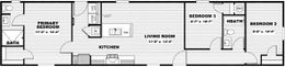 The CLARK   16X66 Floor Plan. This Manufactured Mobile Home features 3 bedrooms and 2 baths.