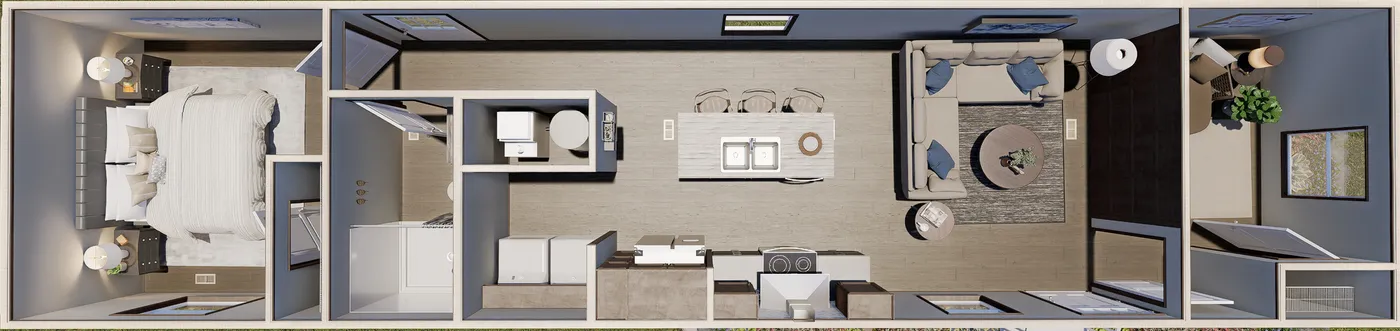 The POLO Floor Plan. This Manufactured Mobile Home features 2 bedrooms and 1 bath.