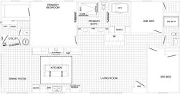 The ABIGAIL Floor Plan. This Manufactured Mobile Home features 3 bedrooms and 2 baths.