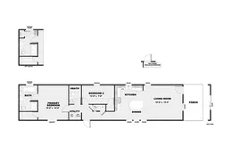 The PORCH LIVING SERIES 16682A Floor Plan. This Manufactured Mobile Home features 2 bedrooms and 2 baths.